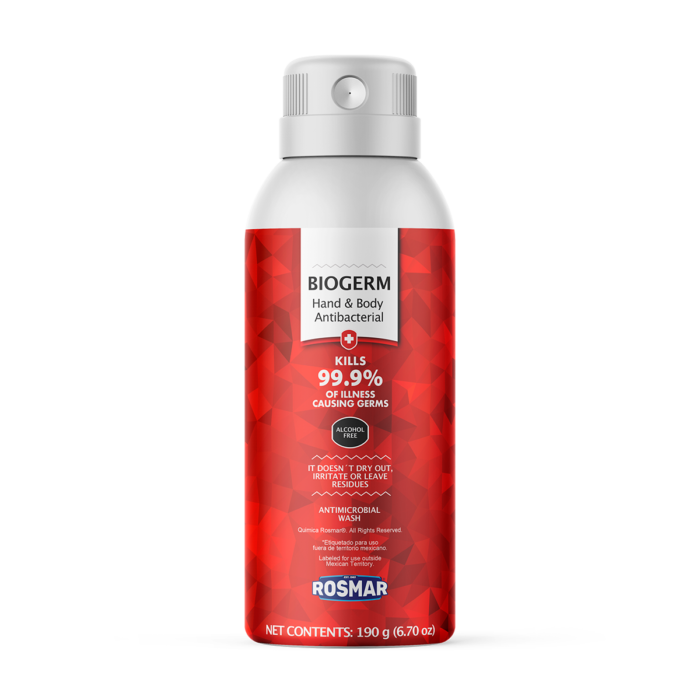 BIOGERM® Aerosol antibacterial de manos y cuerpo | 190g – GRUPO ROSMAR